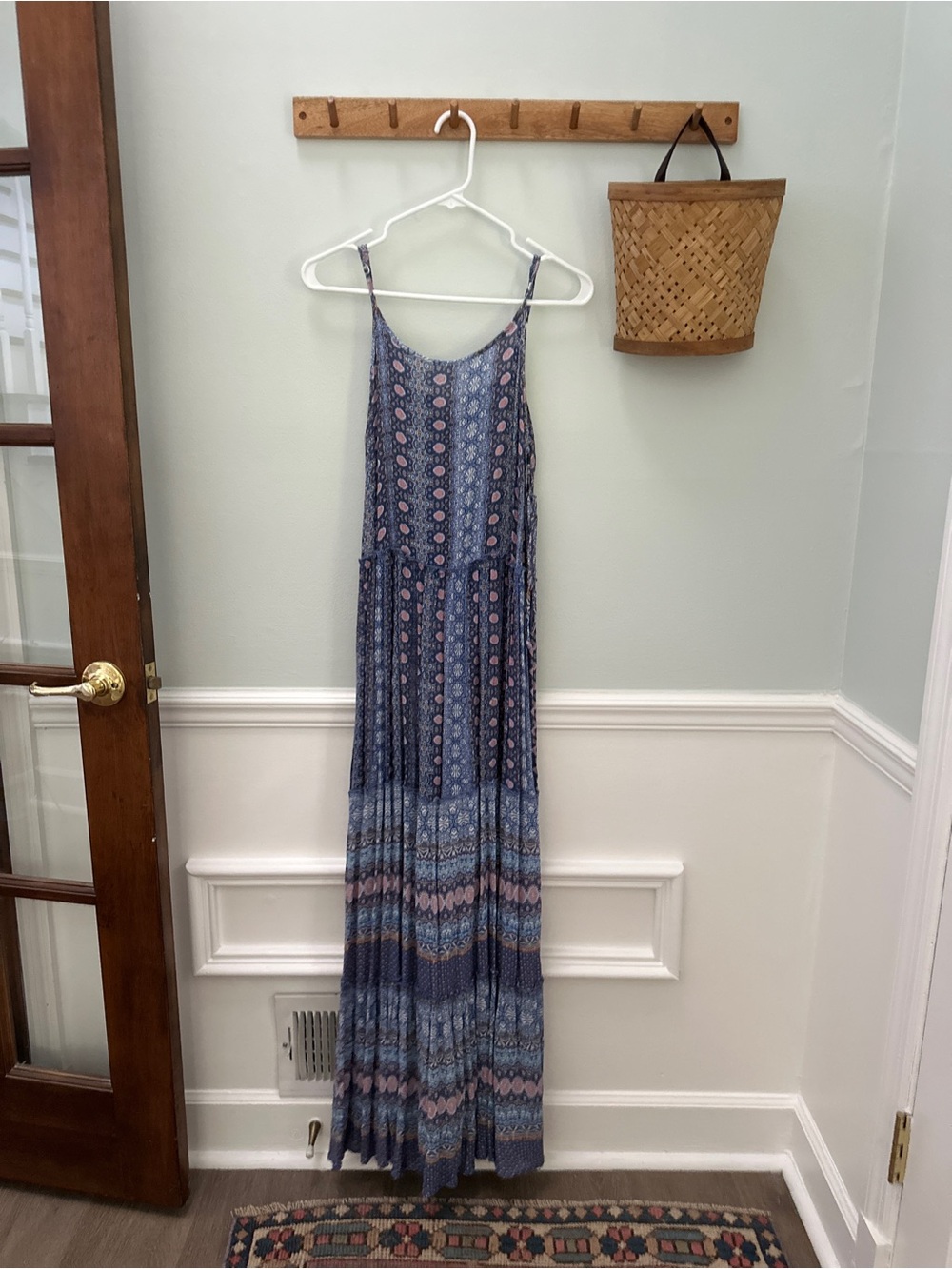 Altar'd State Blue Maxi Dress with Pink Pattern